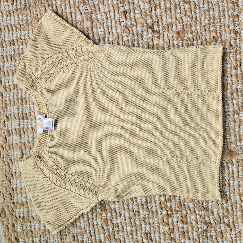 Beige Knit Short Sleeve Top